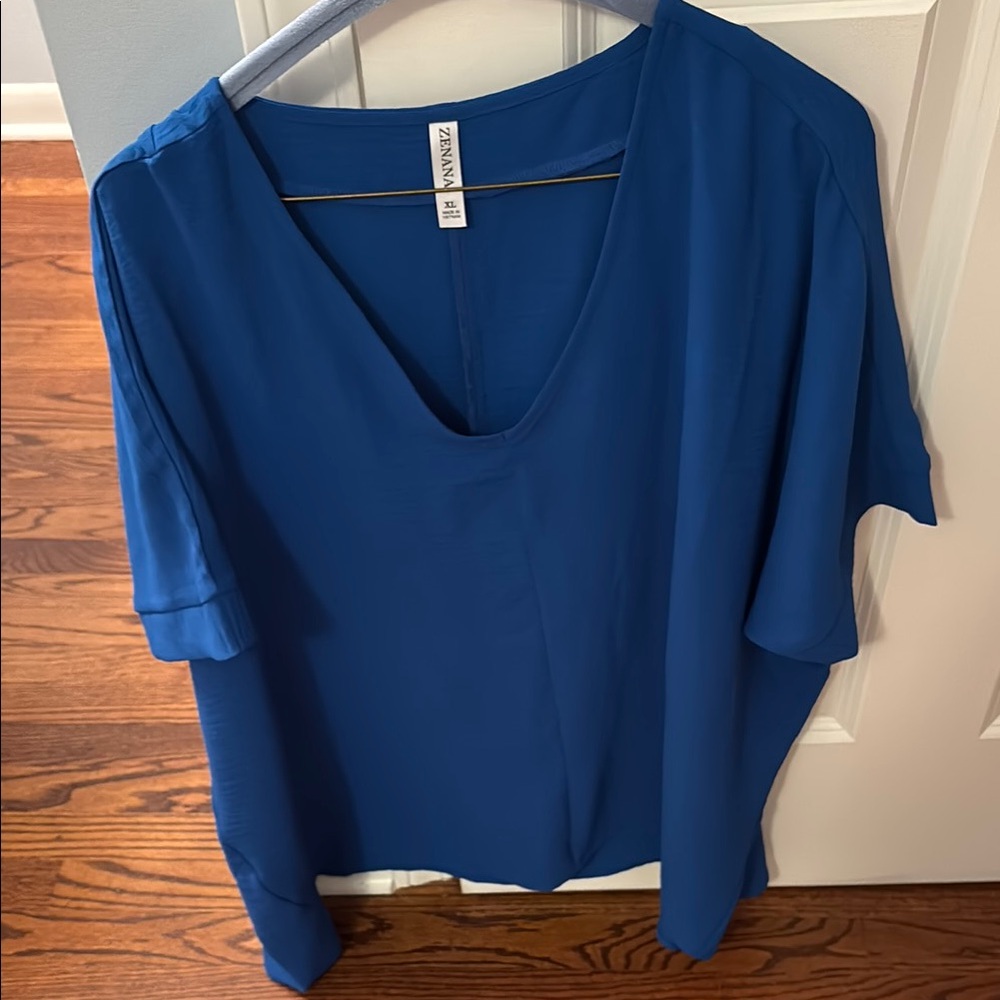 Zenana Outfitters Blue Boxy T-Shirt Relaxed Fit